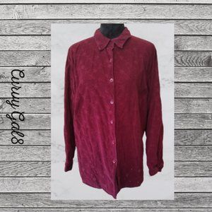 24 Lemon Grass Woman 18 W Burgundy Button Down Top
